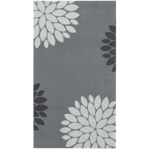 Recycled Washable Small Medium Mats | 130-2 - Modern Flowers grey / 67X120 cm - Doormat
