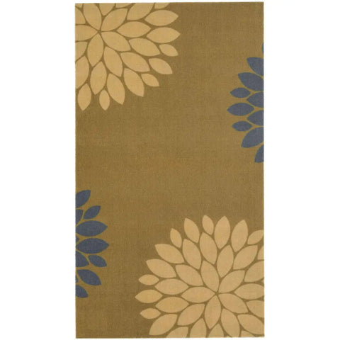 Recycled Washable Small Medium Mats | 130-2 - Modern Flowers Ochre / 67X120 cm - Doormat