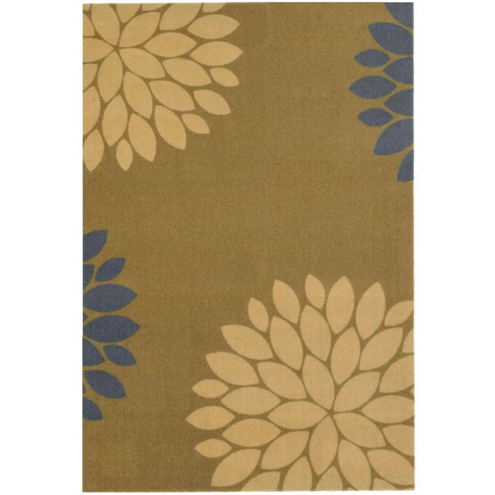 Recycled Washable Small Medium Mats | 130-2 - Modern Flowers Ochre / 50X75 cm - Doormat