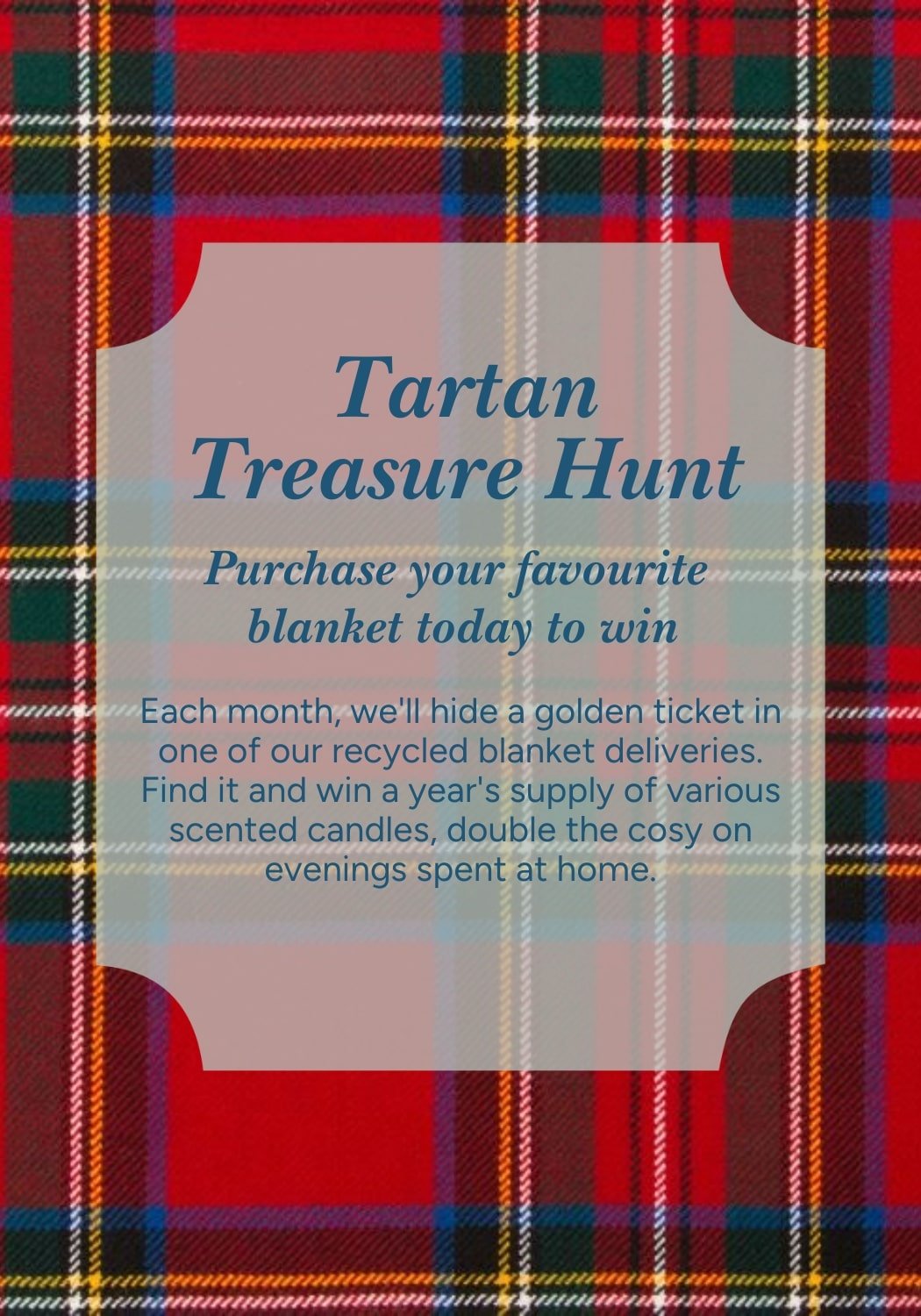 Recycled wool small picnic blanket in red blue and green plaid classic tartan pattern perfect for small picnic use