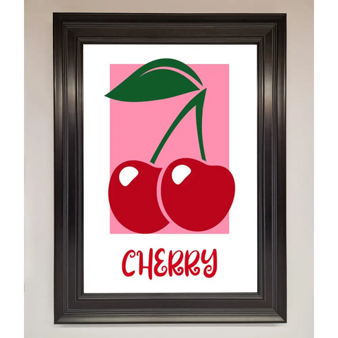 Red Cherries Modern Framed Poster - A1 (59.4 x 84.1 cm) / Matt Black - Framed Print