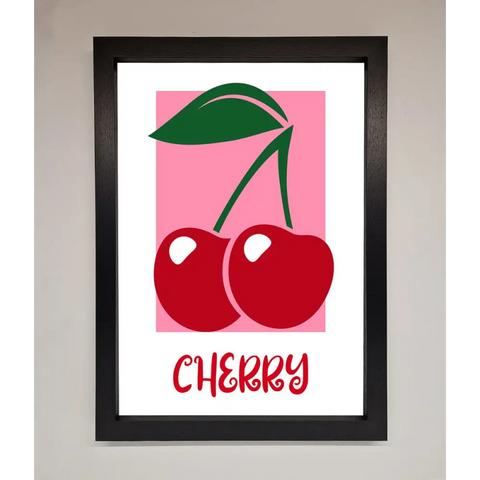 Red Cherries Modern Framed Poster - A3 (29.7 x 42 cm) / Black - Framed Print