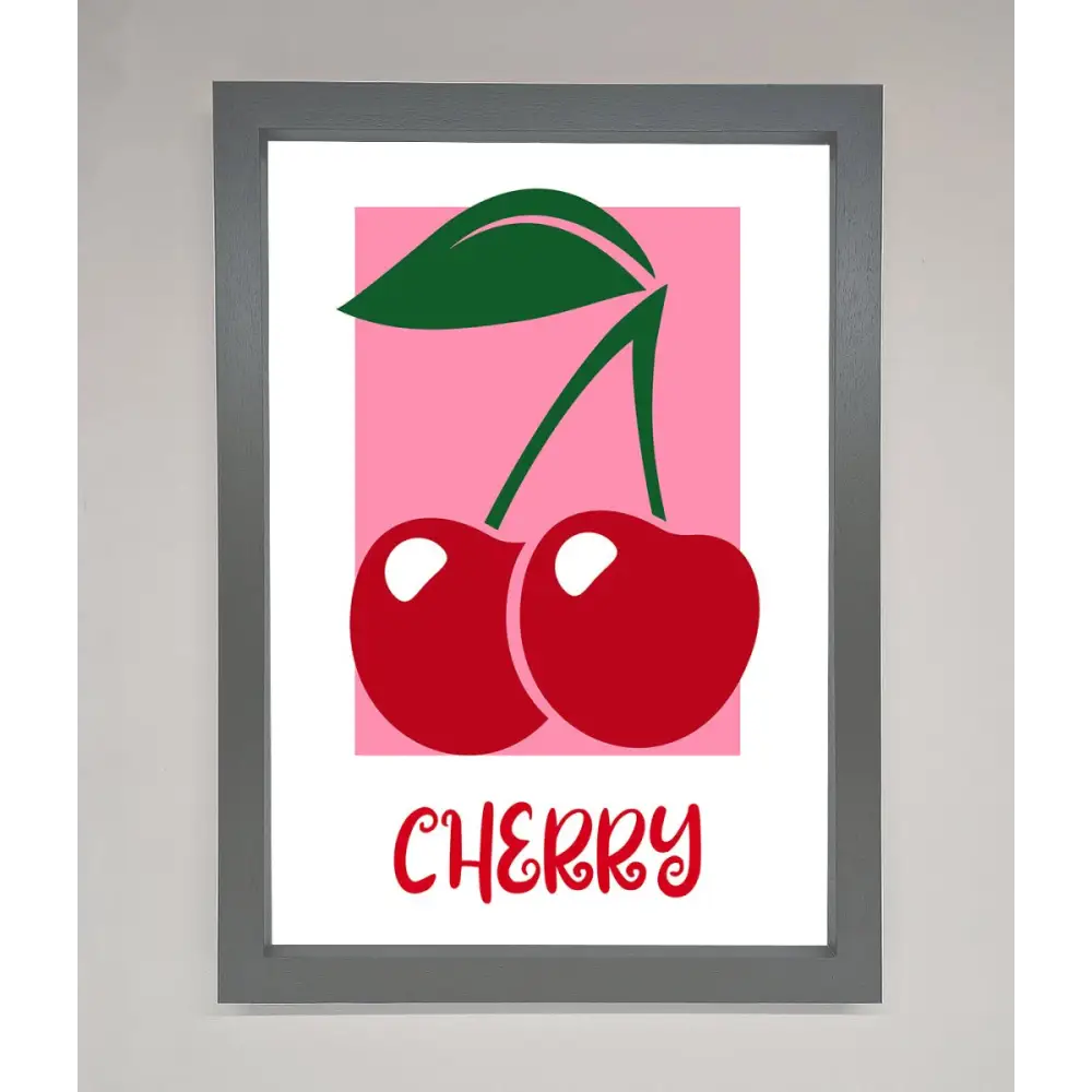 Red Cherries Modern Framed Poster - A3 (29.7 x 42 cm) / Dark Grey - Framed Print