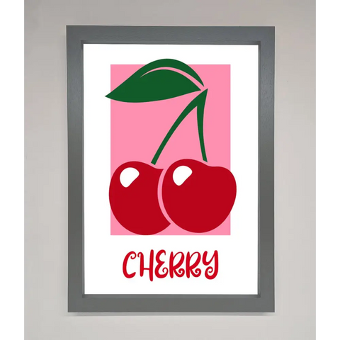 Red Cherries Modern Framed Poster - A3 (29.7 x 42 cm) / Dark Grey - Framed Print