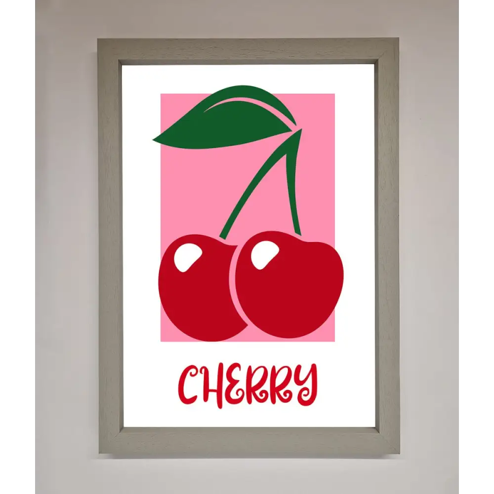 Red Cherries Modern Framed Poster - A3 (29.7 x 42 cm) / Grey - Framed Print