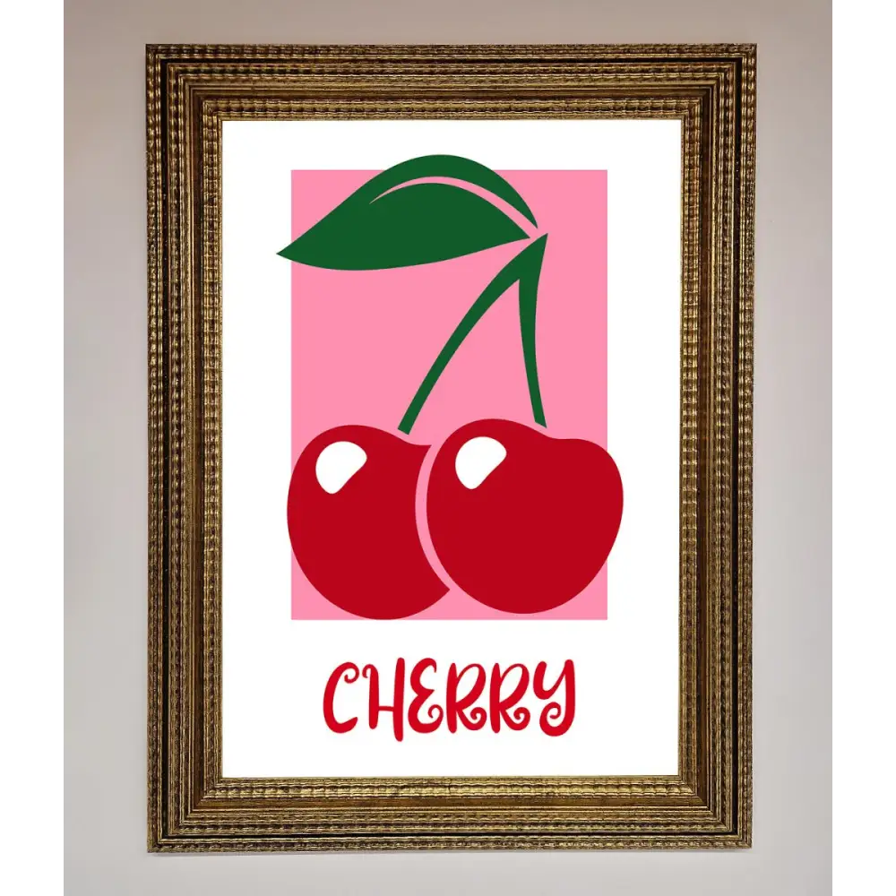 Red Cherries Modern Framed Poster - A3 (29.7 x 42 cm) / Ornate Gold - Framed Print