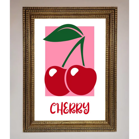 Red Cherries Modern Framed Poster - A3 (29.7 x 42 cm) / Ornate Gold - Framed Print