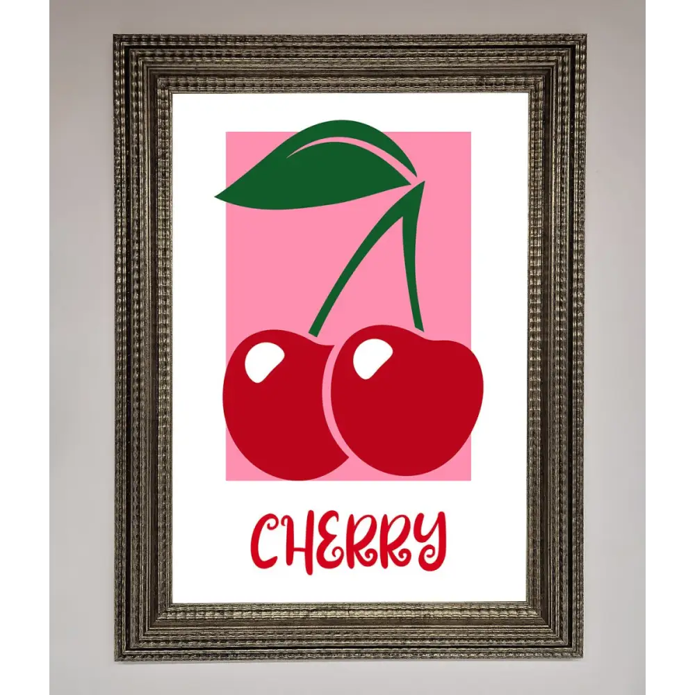 Red Cherries Modern Framed Poster - A3 (29.7 x 42 cm) / Ornate Silver - Framed Print