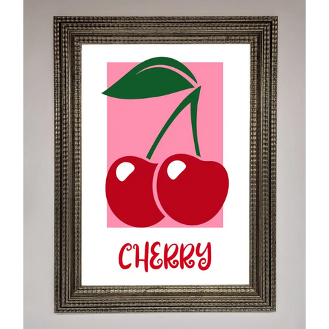 Red Cherries Modern Framed Poster - A3 (29.7 x 42 cm) / Ornate Silver - Framed Print