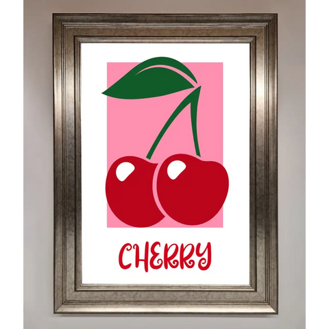 Red Cherries Modern Framed Poster - A3 (29.7 x 42 cm) / Silver - Framed Print