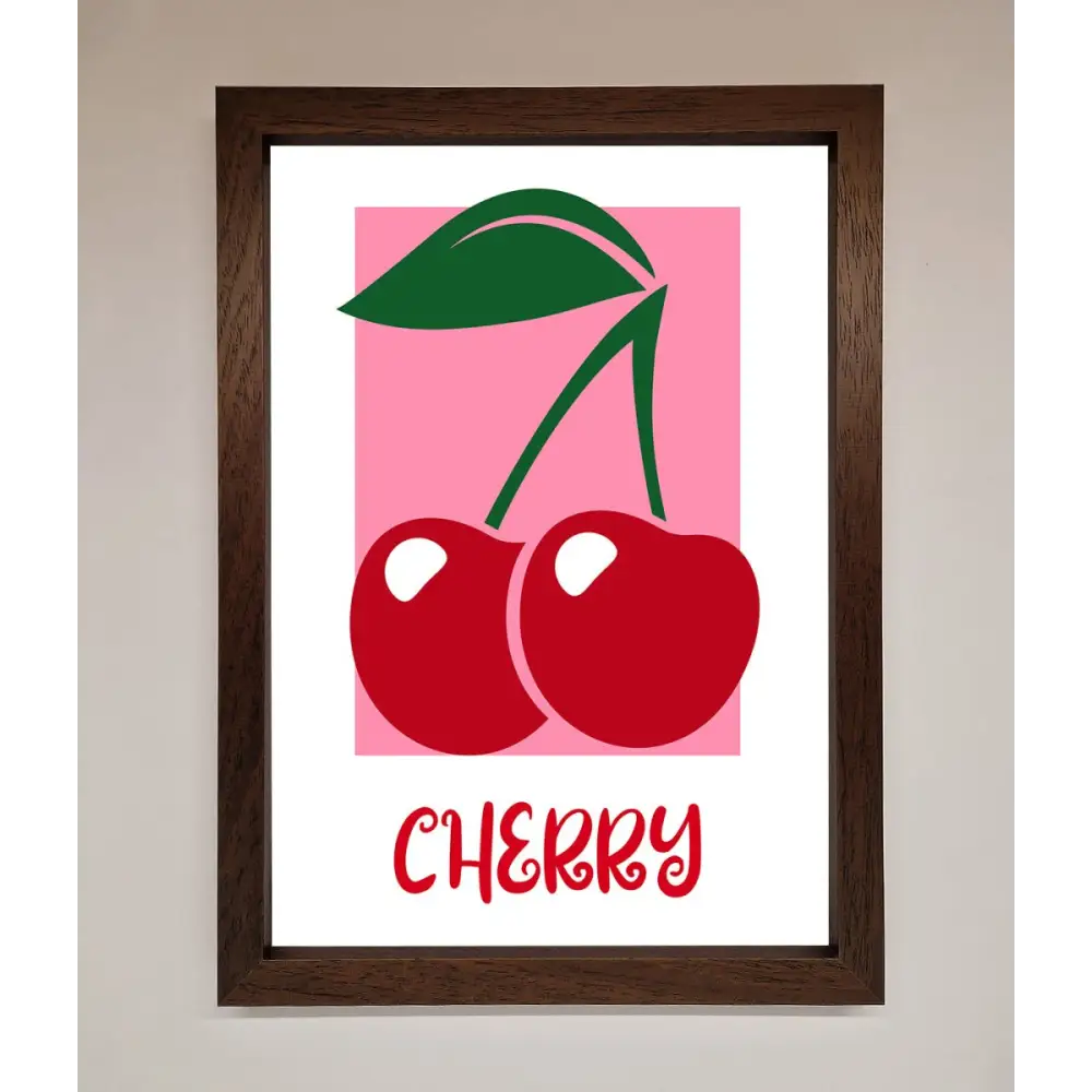 Red Cherries Modern Framed Poster - A3 (29.7 x 42 cm) / Walnut - Framed Print
