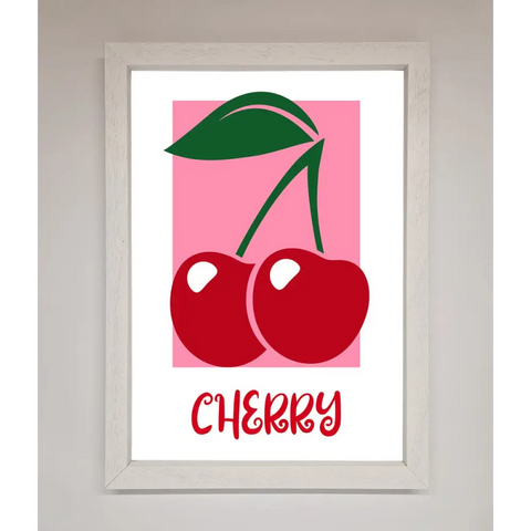 Red Cherries Modern Framed Poster - A3 (29.7 x 42 cm) / White - Framed Print