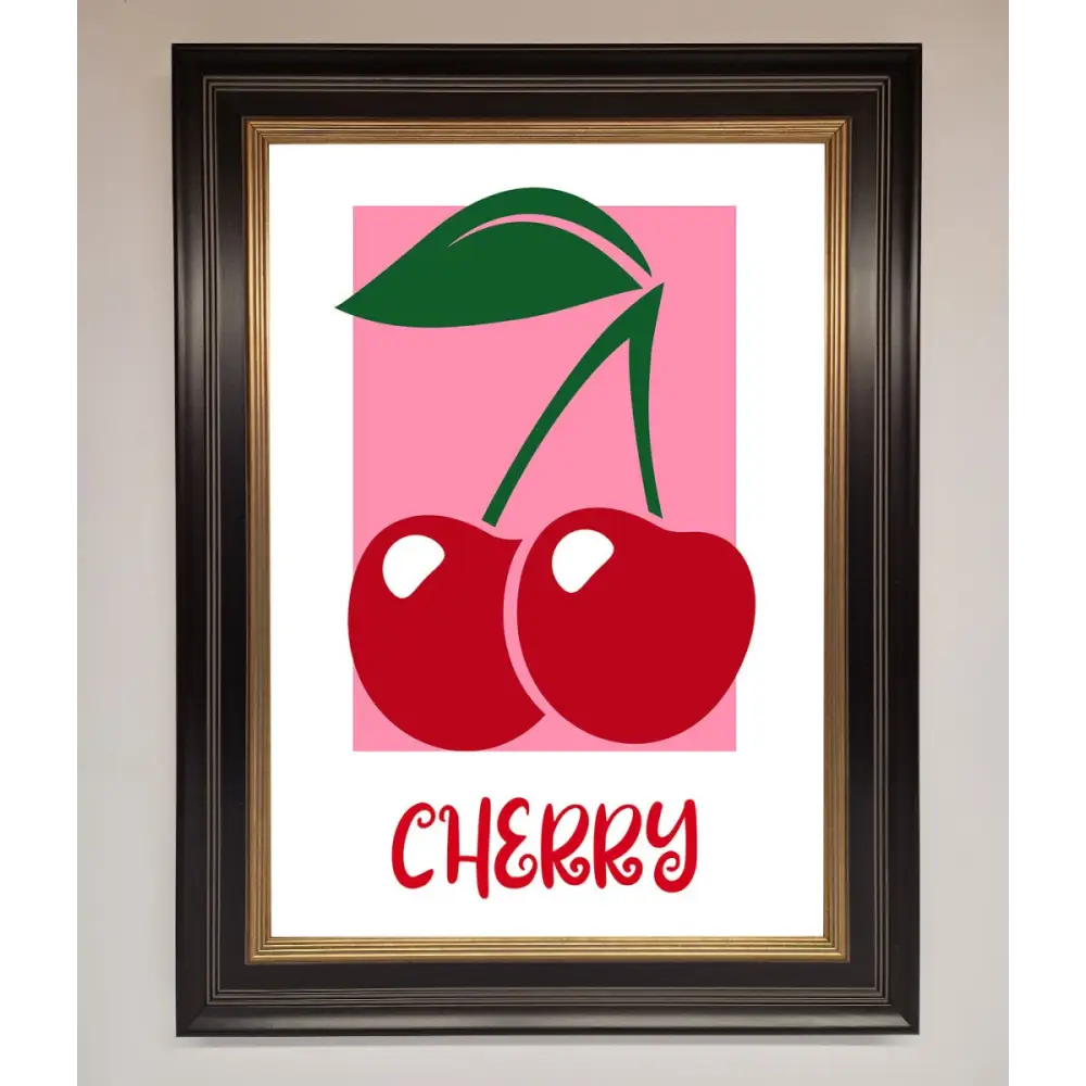 Red Cherries Modern Framed Poster - B0 (100 x 141 cm) / Black Gold - Framed Print