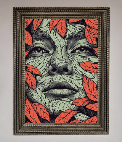 Red Leaves Face Framed Print