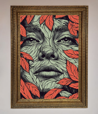 Red Leaves Face Framed Print