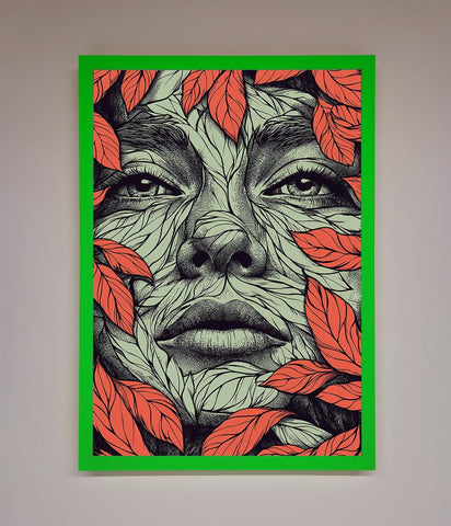 Red Leaves Face Framed Print