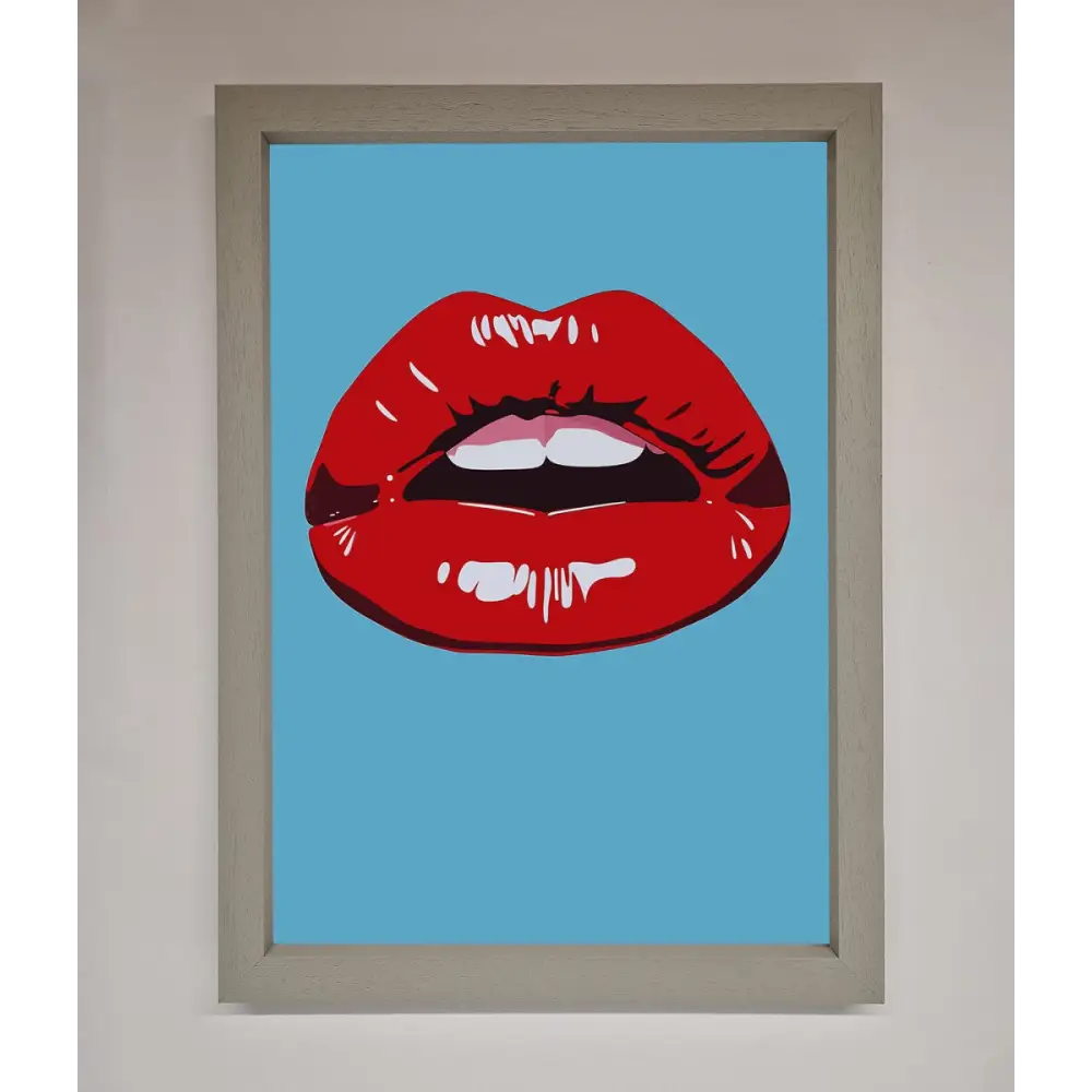 Red Lips Contemporary Framed Poster - A3 (29.7 x 42 cm) / Grey - Framed Print