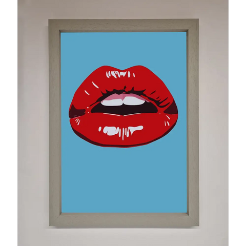 Red Lips Contemporary Framed Poster - A3 (29.7 x 42 cm) / Grey - Framed Print