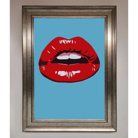 Red Lips Contemporary Framed Poster - A3 (29.7 x 42 cm) / Silver - Framed Print