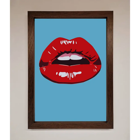 Red Lips Contemporary Framed Poster - A3 (29.7 x 42 cm) / Walnut - Framed Print