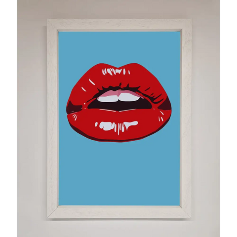 Red Lips Contemporary Framed Poster - A3 (29.7 x 42 cm) / White - Framed Print