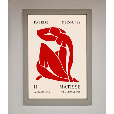 Red Matisse Man Framed Print - A3 (29.7 x 42 cm) / Grey - Framed Print