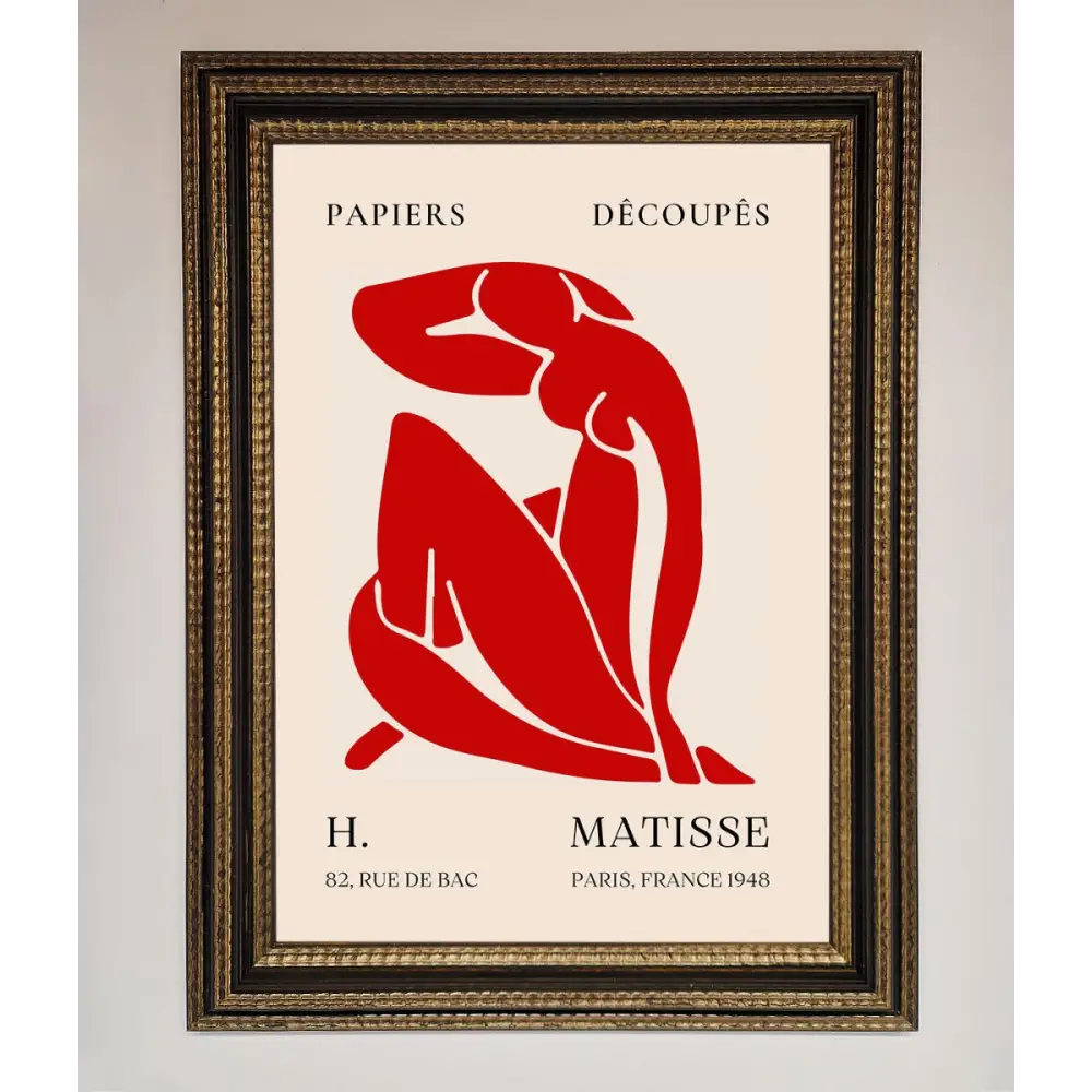 Red Matisse Man Framed Print - A3 (29.7 x 42 cm) / Ornate Gold Black - Framed Print