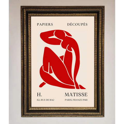 Red Matisse Man Framed Print - A3 (29.7 x 42 cm) / Ornate Gold Black - Framed Print