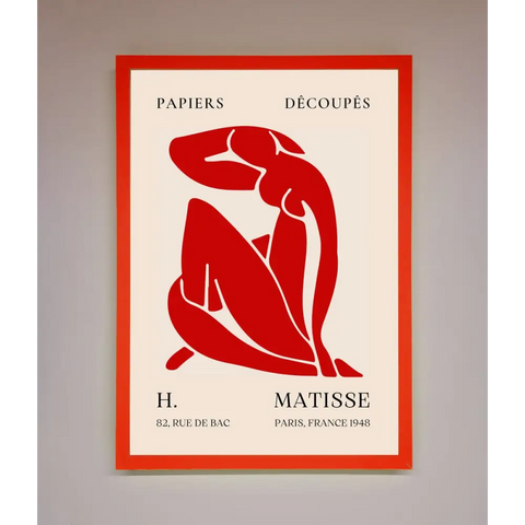 Red Matisse Man Framed Print - B0 (100 x 141 cm) / Neon Red - Framed Print