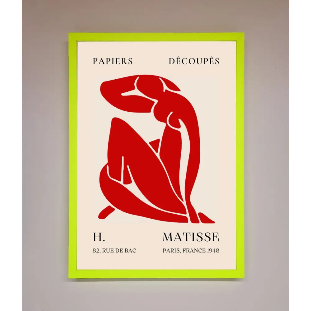 Red Matisse Man Framed Print - B0 (100 x 141 cm) / Neon Green - Framed Print