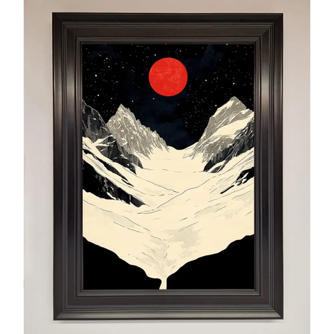 Red Moon On The Planet Framed Poster - A1 (59.4 x 84.1 cm) / Matt Black - Framed Print