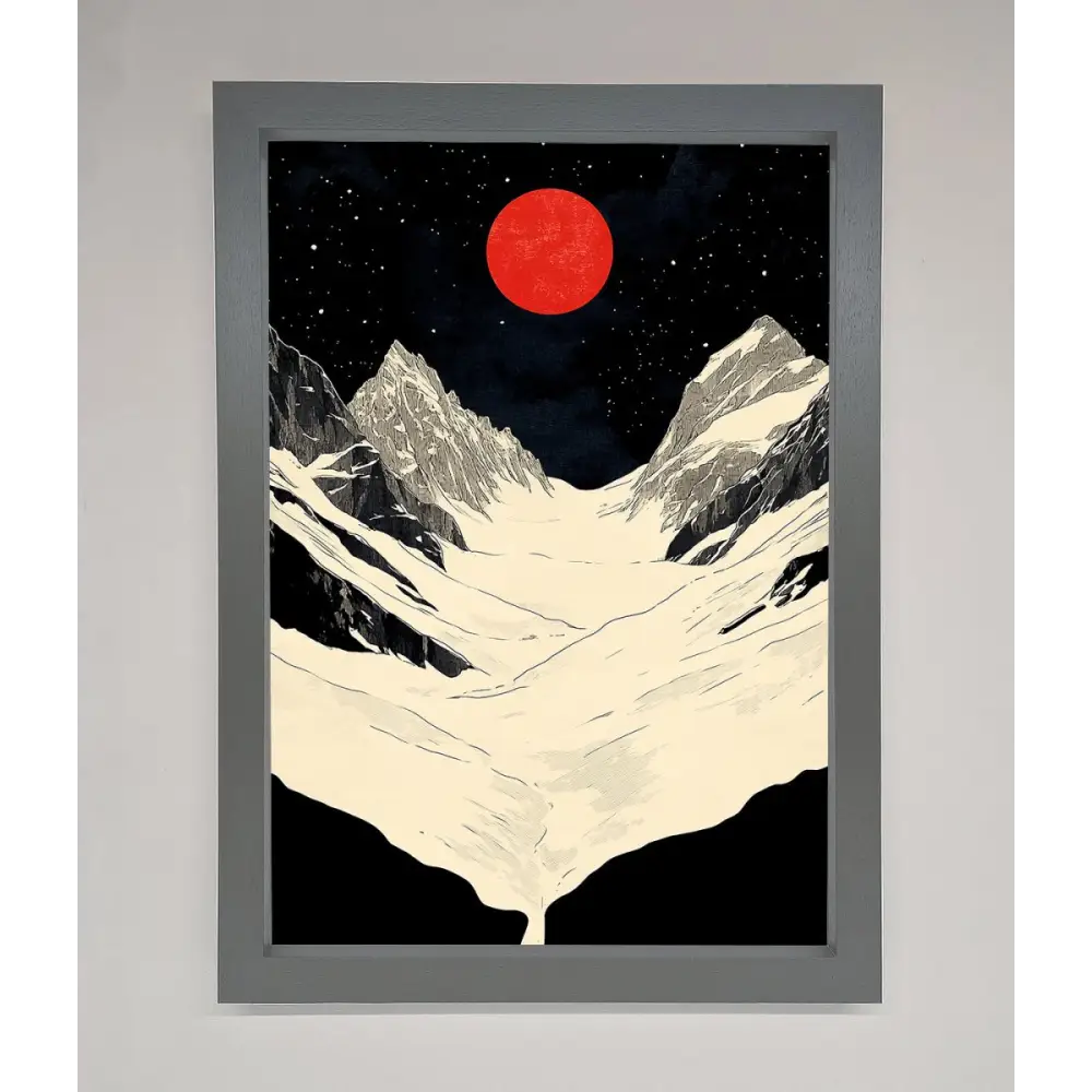 Red Moon On The Planet Framed Poster - A3 (29.7 x 42 cm) / Dark Grey - Framed Print
