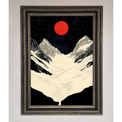 Red Moon On The Planet Framed Poster - A3 (29.7 x 42 cm) / Ornate Silver Black - Framed Print
