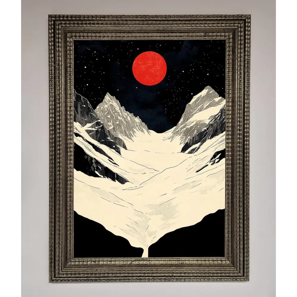 Red Moon On The Planet Framed Poster - A3 (29.7 x 42 cm) / Ornate Silver - Framed Print
