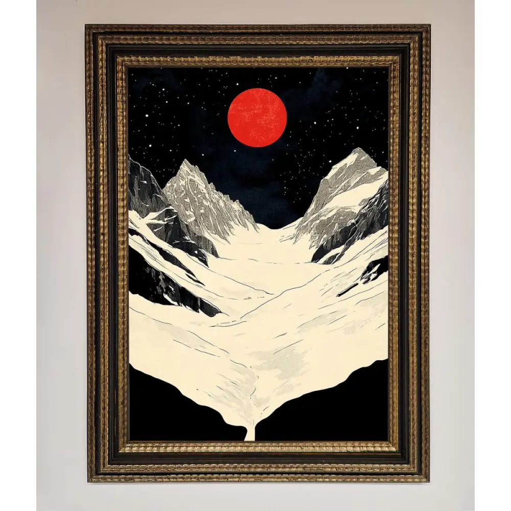 Red Moon On The Planet Framed Poster - A3 (29.7 x 42 cm) / Ornate Gold Black - Framed Print