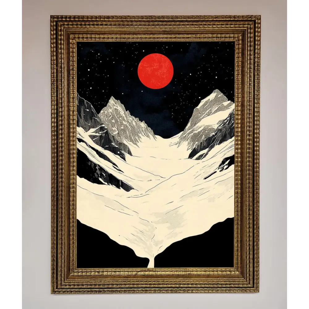 Red Moon On The Planet Framed Poster - A3 (29.7 x 42 cm) / Ornate Gold - Framed Print