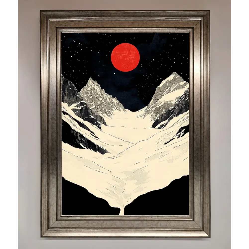 Red Moon On The Planet Framed Poster - A3 (29.7 x 42 cm) / Silver - Framed Print