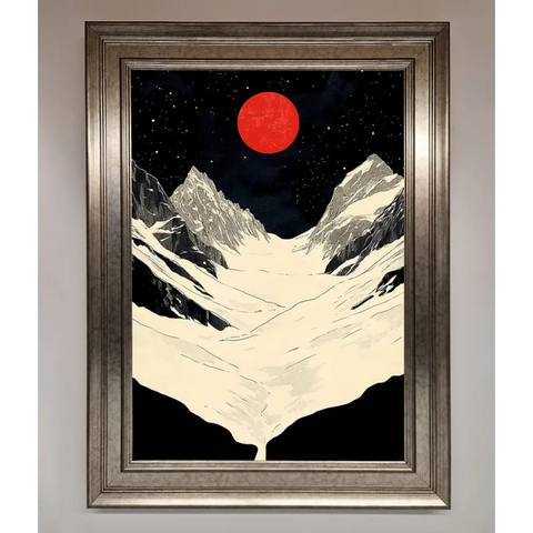 Red Moon On The Planet Framed Poster - A3 (29.7 x 42 cm) / Silver - Framed Print