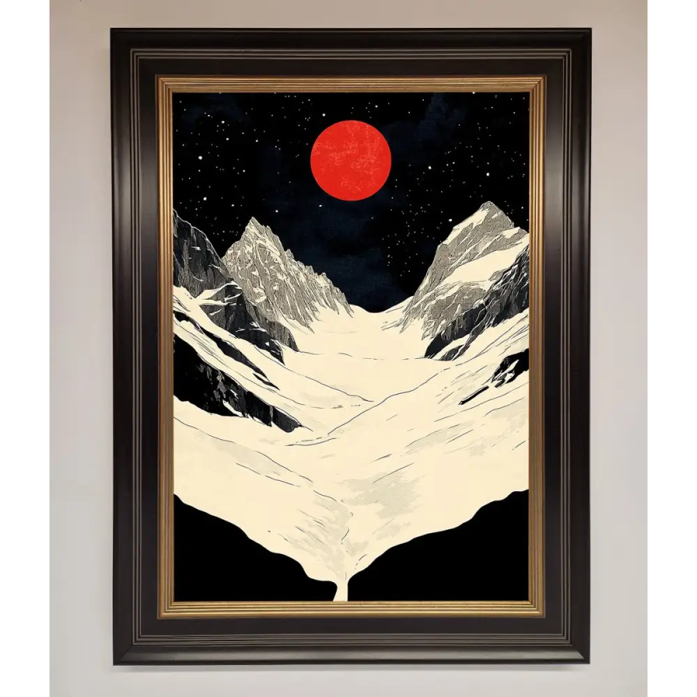 Red Moon On The Planet Framed Poster - B0 (100 x 141 cm) / Black Gold - Framed Print
