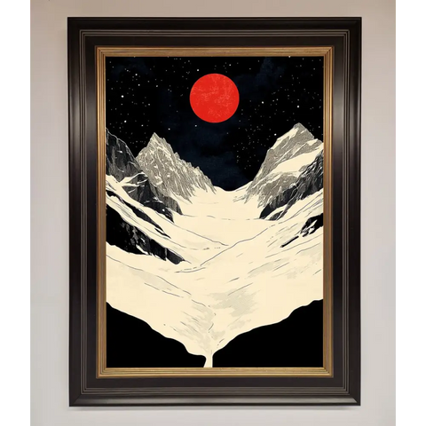 Red Moon On The Planet Framed Poster - B0 (100 x 141 cm) / Black Gold - Framed Print