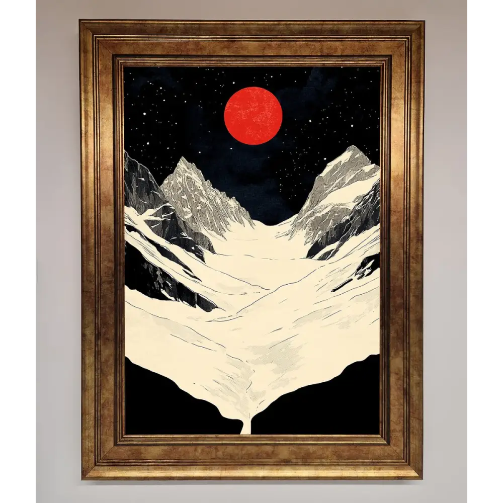 Red Moon On The Planet Framed Poster - B0 (100 x 141 cm) / Bronze - Framed Print