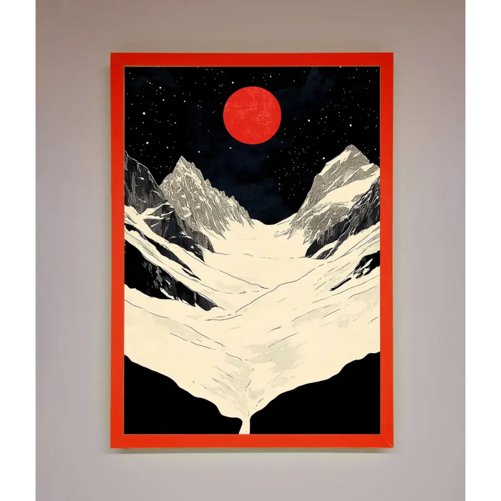 Red Moon On The Planet Framed Poster - B0 (100 x 141 cm) / Neon Red - Framed Print