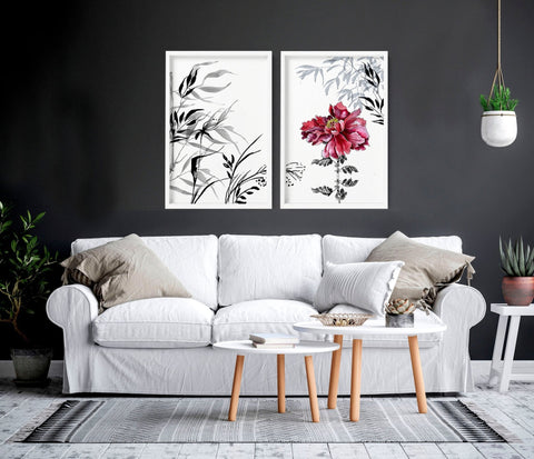 Peony Wall Art | Set of 2 framed wall art