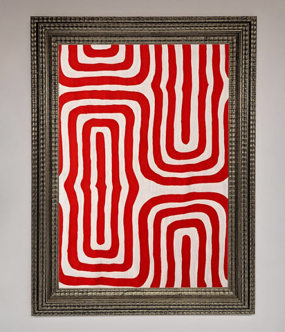 Red Waves Abstract Art Framed Poster