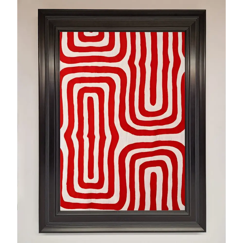 Red Waves Abstract Art Framed Poster - A1 (59.4 x 84.1 cm) / Matt Black - Framed Print