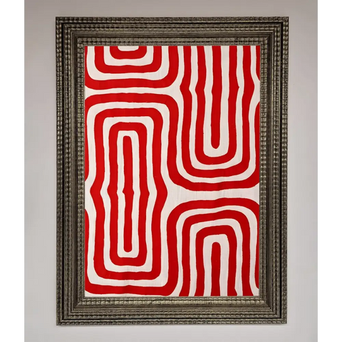 Red Waves Abstract Art Framed Poster - A3 (29.7 x 42 cm) / Ornate Silver - Framed Print