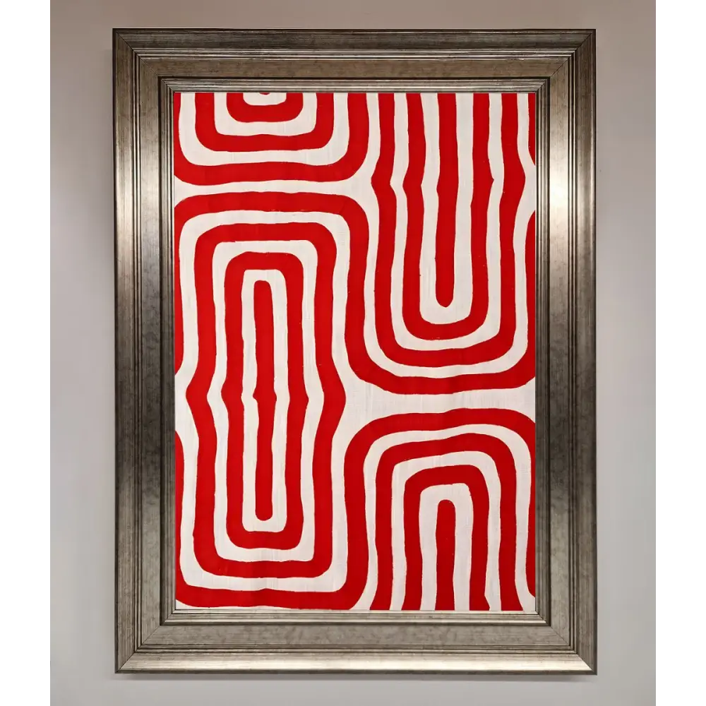 Red Waves Abstract Art Framed Poster - A3 (29.7 x 42 cm) / Silver - Framed Print