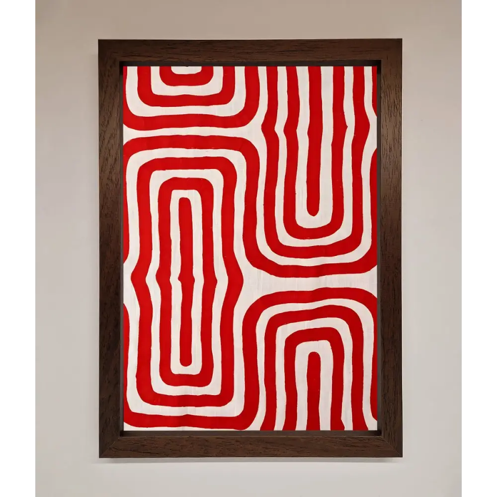 Red Waves Abstract Art Framed Poster - A3 (29.7 x 42 cm) / Walnut - Framed Print