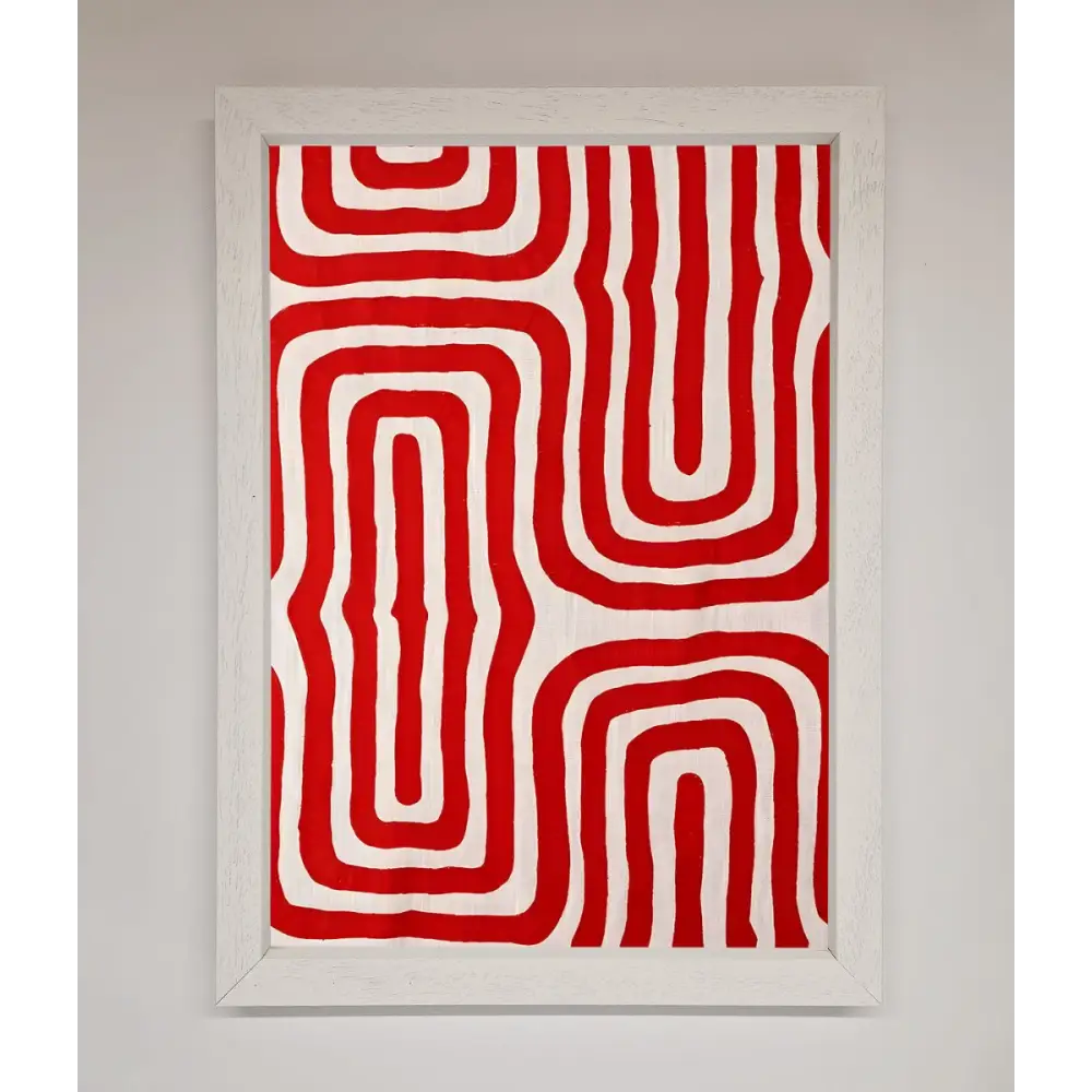 Red Waves Abstract Art Framed Poster - A3 (29.7 x 42 cm) / White - Framed Print