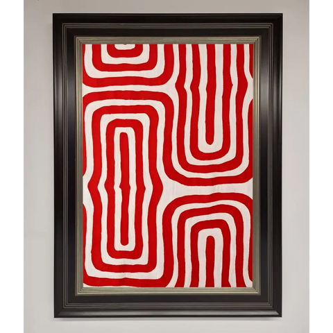 Red Waves Abstract Art Framed Poster - B0 (100 x 141 cm) / Black Silver - Framed Print
